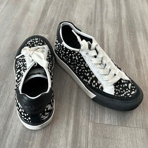 Rag & bone black and white cheetah leopard animal print velvet leather sneakers
